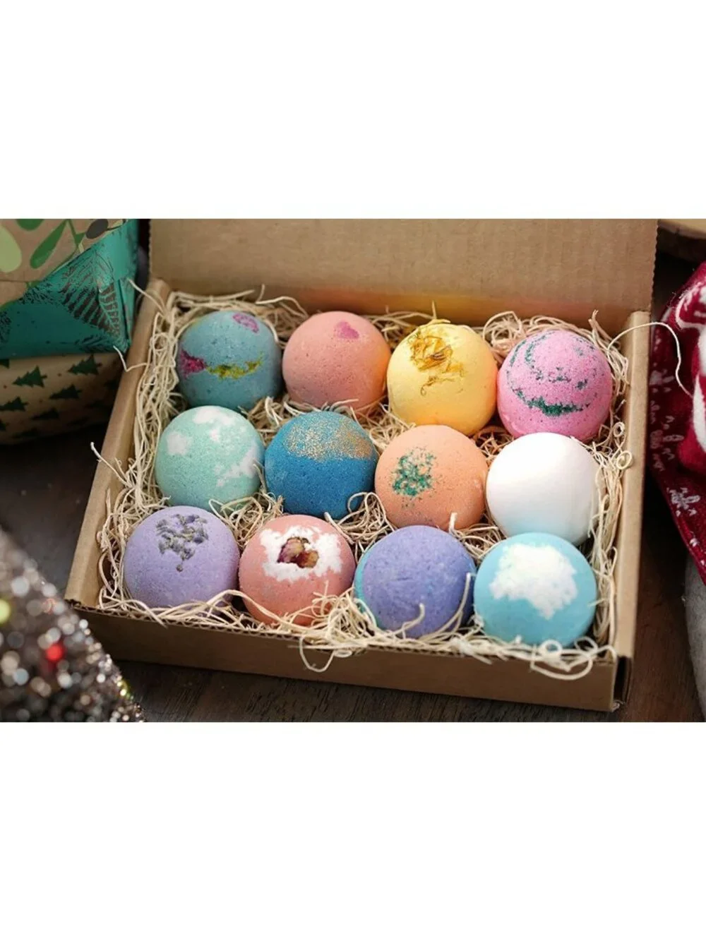 12 Handmade Bath Bombs Gift Set - Moisturizing Fizzies for Spa Relaxation
